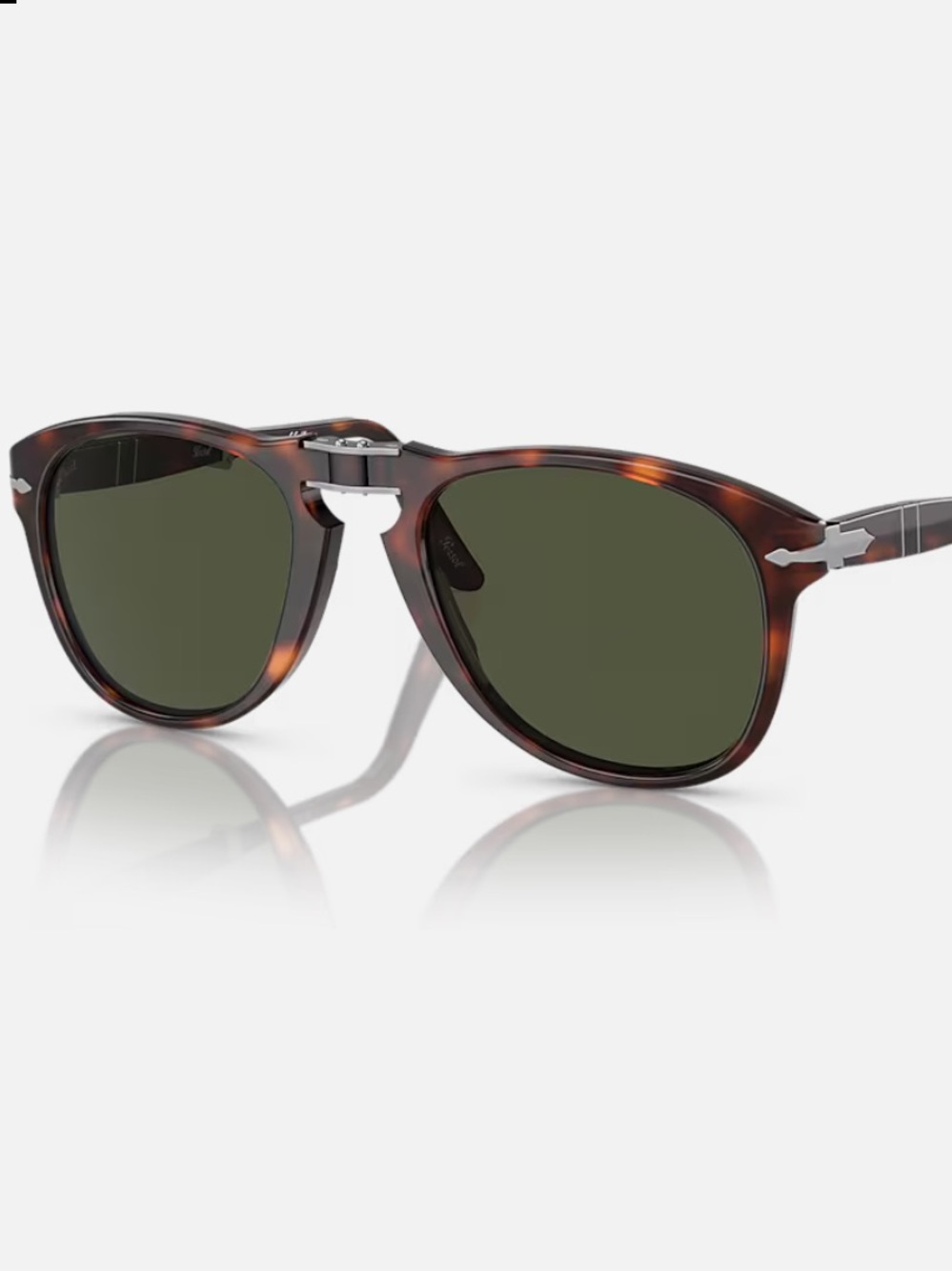Persol Brown Tortoise Foldable Sunglasses with Green Tinted Lenses